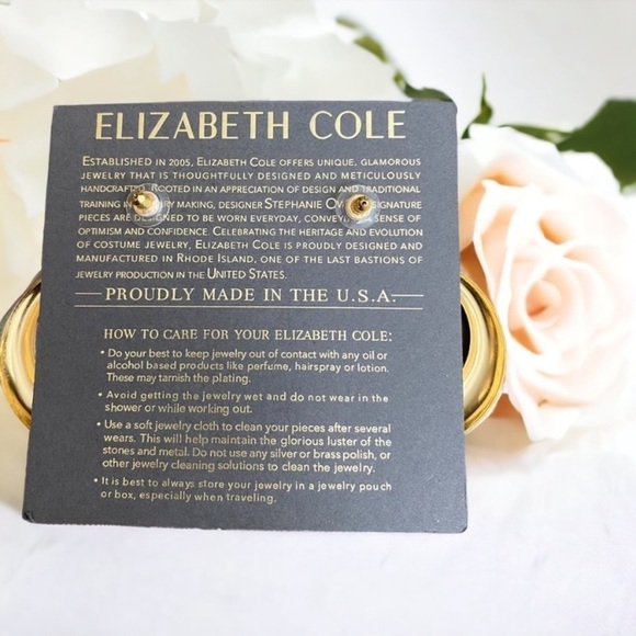 NEW Elizabeth Cole 24K Gold Plated Radley Hoop Earrings Yellow Floral - Picture 3 of 5